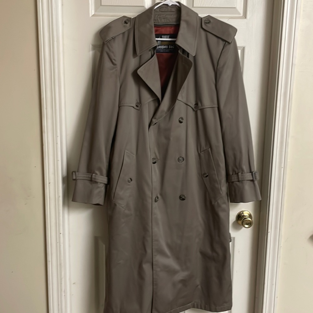 Men’s Trench Coat, 40 Regular, removable faux fur lining